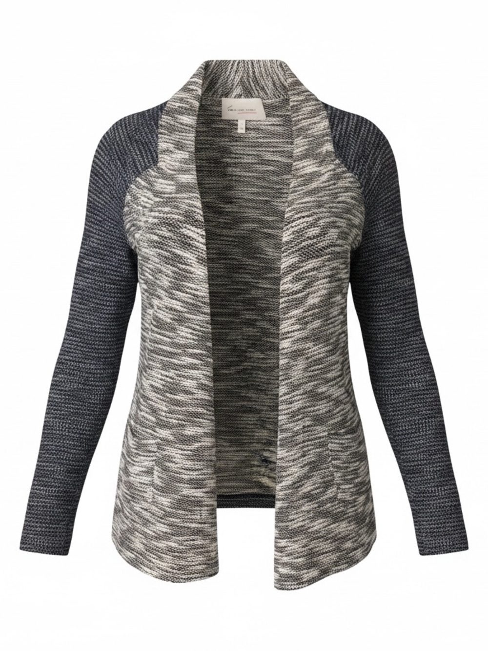 Two by Vince Camuto Marled Gray Body with Charcoal Sleeves Open-Front Cardigan
